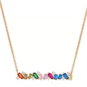 NEW! RAINBOW CRYSTAL ROSE GOLD PLATED NECKLACE